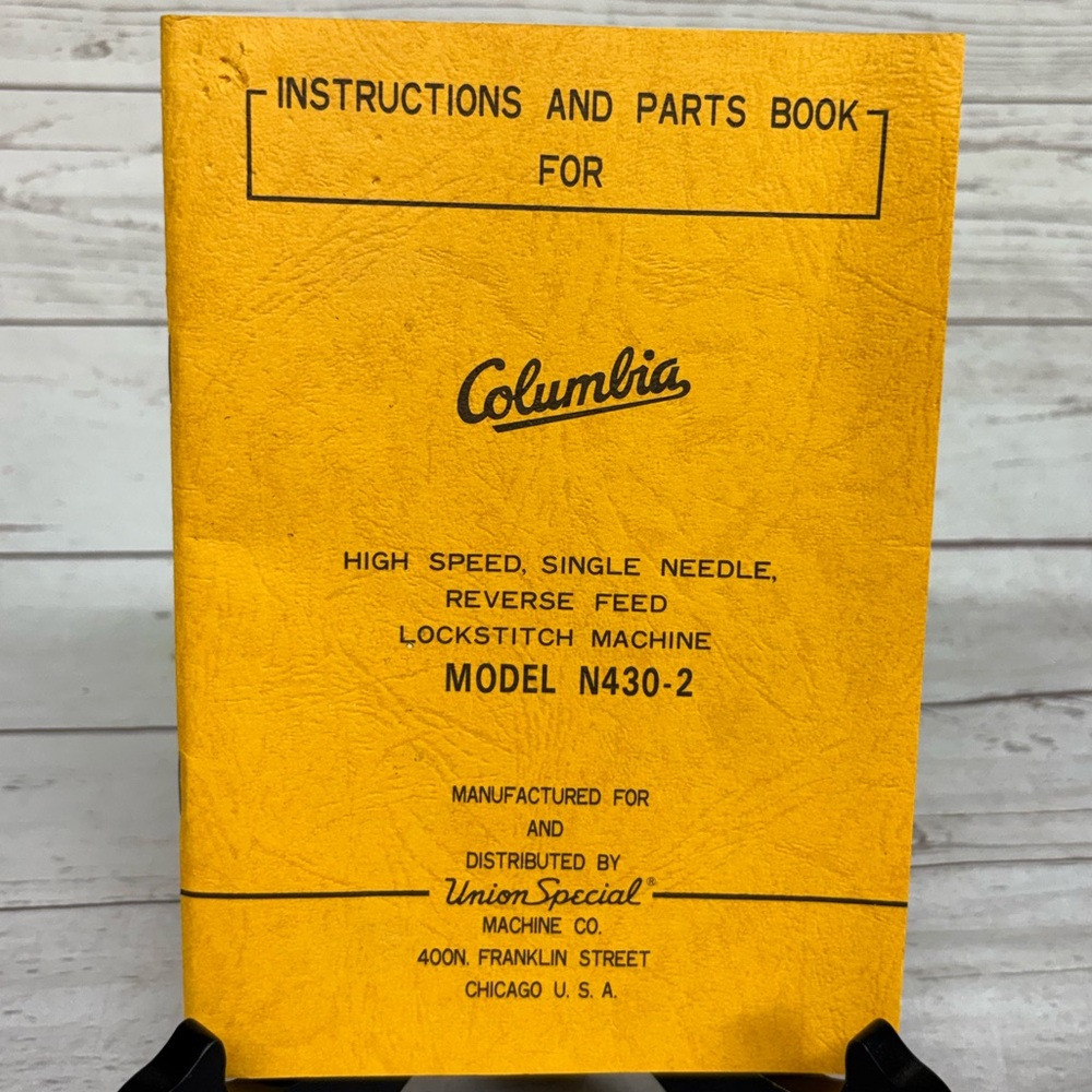Vintage Instructions Parts Book Columbia Lockstitch Sewing Machine Model N430-2
